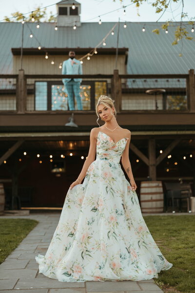 Wedding couple posing at the Farm Bakery and Events in Quakertown PA 
