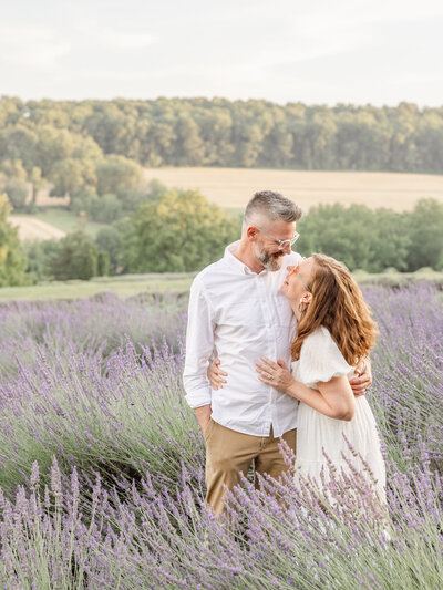 Portrait of family in a sunny flower field in Pennsylvania