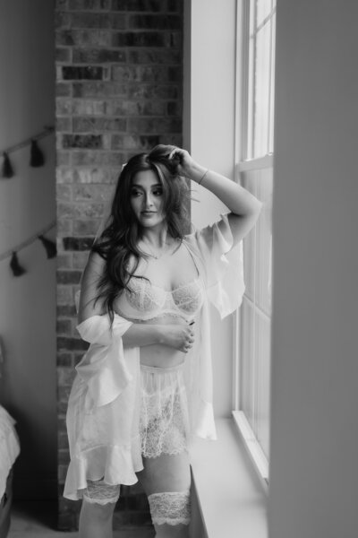 Elegant lace lingerie boudoir Austin studio