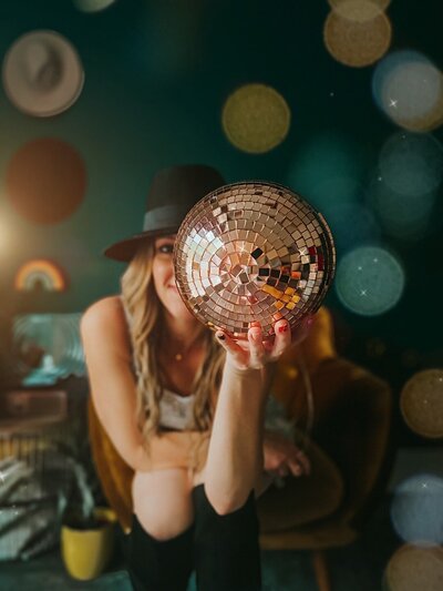 woman Portrait with Disco ball