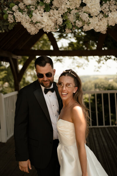 Couple getting married in english countryside