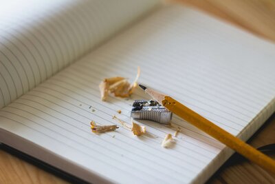 sharpened pencil ready to write in journal