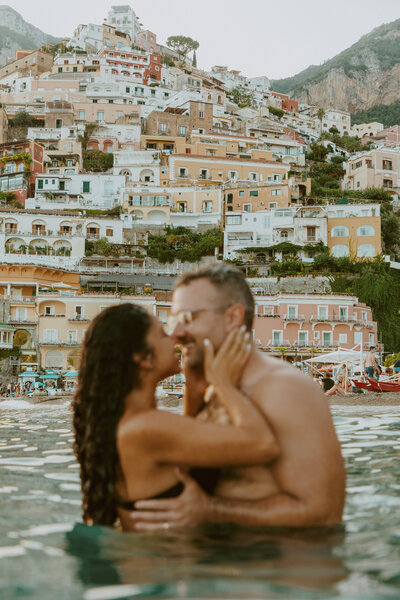 Couple kissing in italy