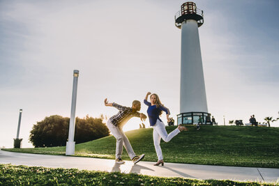 long beach lighthouse engagement photography