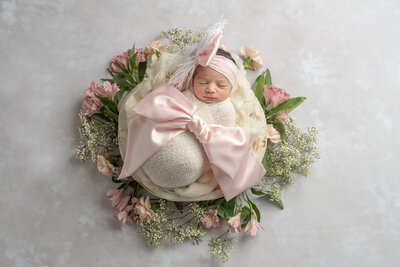 newborn girl floral basket