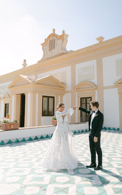 Bride and Groom first look image Gallery | London & Sicily Wedding Portfolio of Maila Enea Events