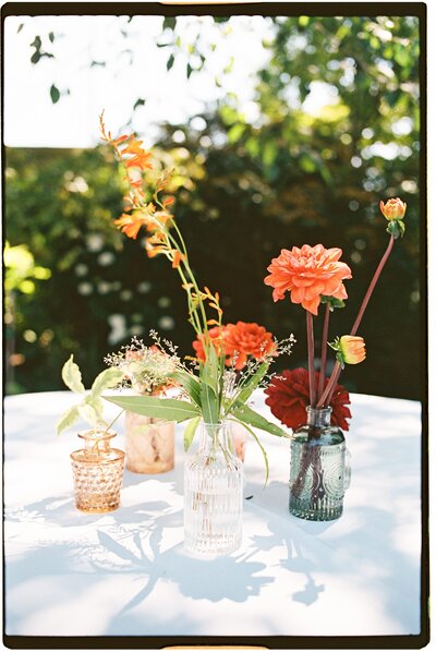 film image of wedding table flower centerpiece