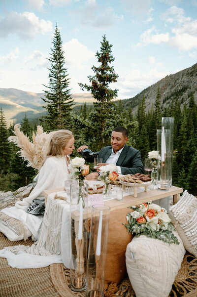 elopement picnic in colorado mountains