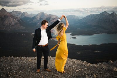 hiking engagement session photographed by banff proposal photographer