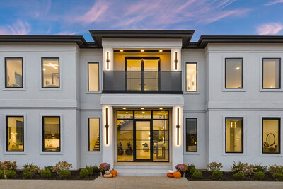 exterior shot of the Axis Modern by Idaho Luxury Custom Home builder Thompson Homes