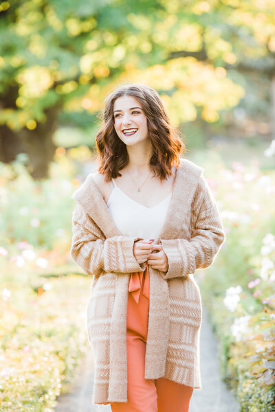 Boston senior photography in a park during fall