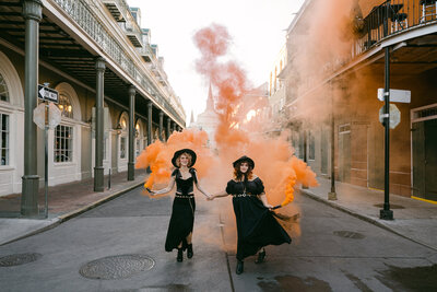 Halloween inspired engagement in the French Quarter