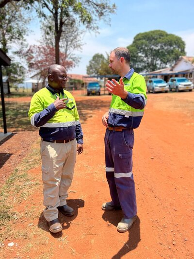 Simon Liddell and Dr Kudra Said talking at the Kabanga site