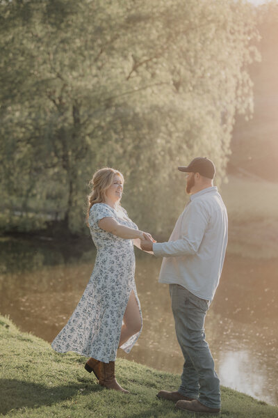 Golden hour wedding ceremony on a family farm in Frontenac County
