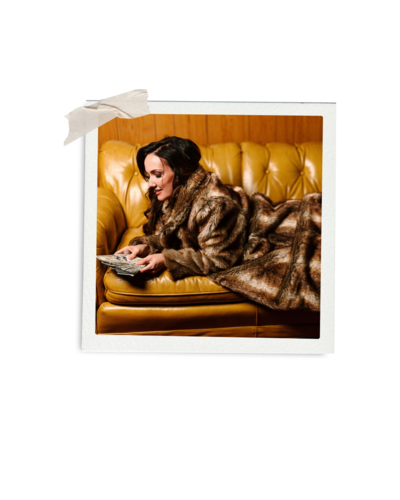 Polaroid frame graphic and photo of Juliet Trnka-founder of Direct Knowing, publiched author, forbes business council member