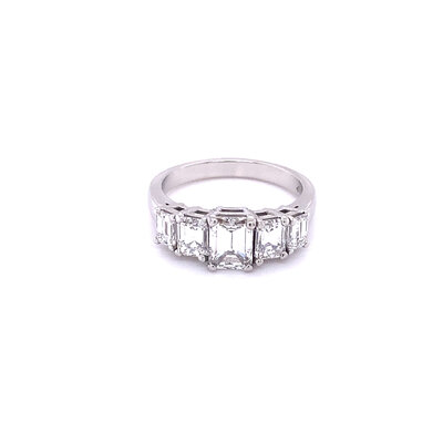Emerald Cut 5 stone engagement ring