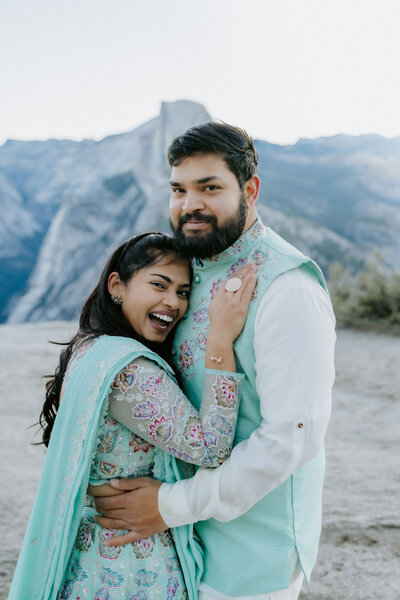 Yosemite elopement day after adventure couple at Glacier Point