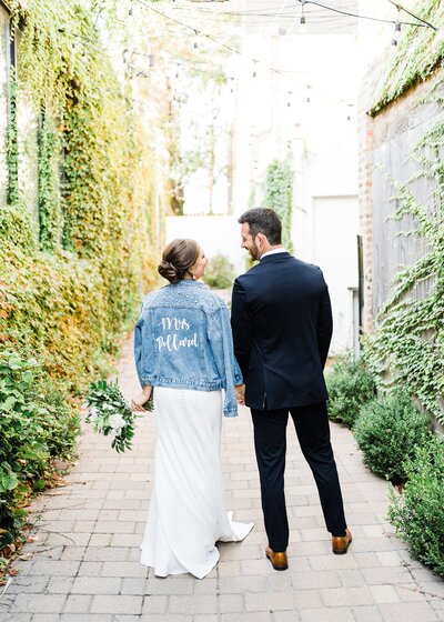 bride with jean jacket