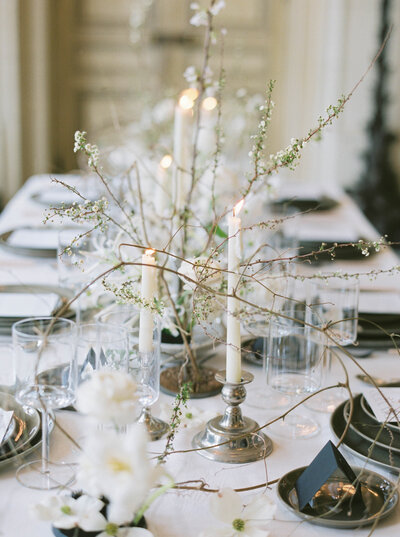 Styled photography of wedding table decor