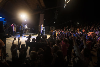 Evangelist Jonathan Shuttlesworth preaches the gospel at Festival of Life in Clarksburg WV