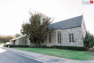 Outside the Waverley Chapel wedding venue in Santa Ana