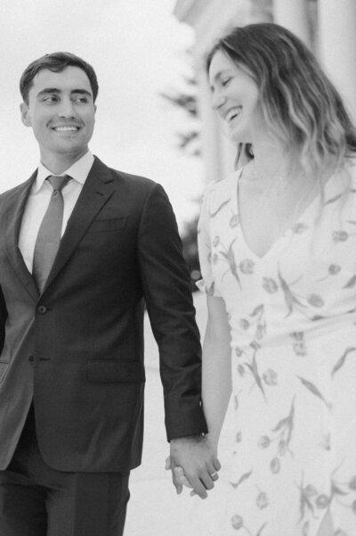 Vintage-inspired film photo of newlyweds on the rooftop of the Quirk Hotel in Richmond, Virginia.