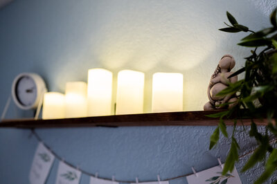 candle detail in birth room at Joyful Beginnings
