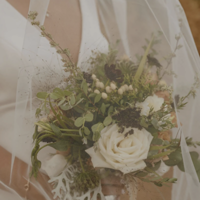 Wedding flowers held by bride