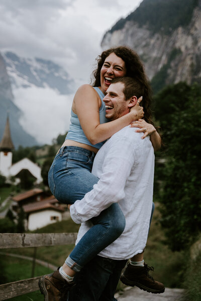 Couple eloping in Switzerland