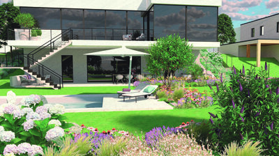 moderní zahrada u vily