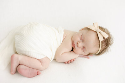 newborn baby girl posed for newborn photo session