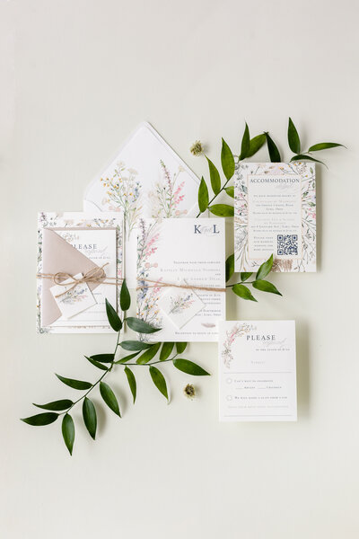 Rustic Wildflower wedding invitation suite