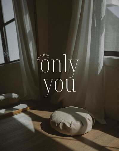 Minimal and elevated logo design and calming brand imagery for Studio Only You meditation website