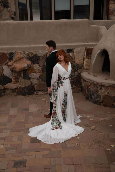 Couple celebrating their elopement in Utah, photographed by Lamblight Photography