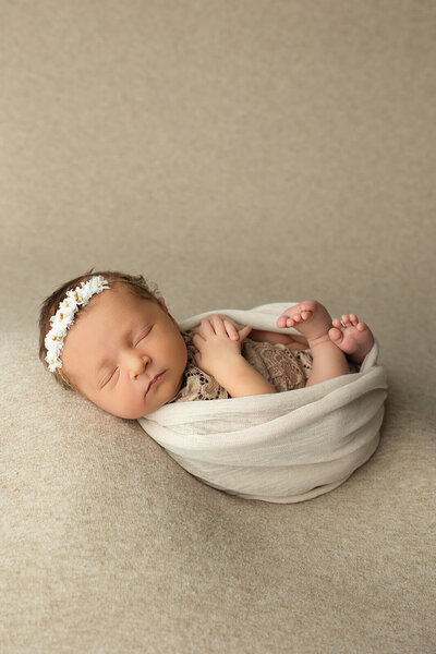 A curious toddler and a relaxed dog peek over the edge of a sofa, watching over a newborn baby, masterfully captured by a Harrisburg newborn photographer, swaddled in a red blanket resting on