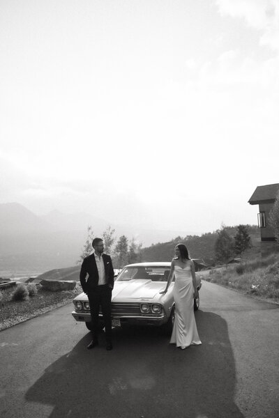 Colorado micro wedding packages with photography, vintage car wedding photos