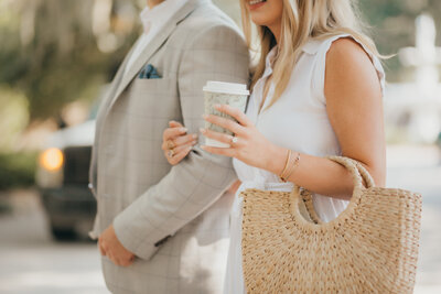 engagement ring coffee bride and groom