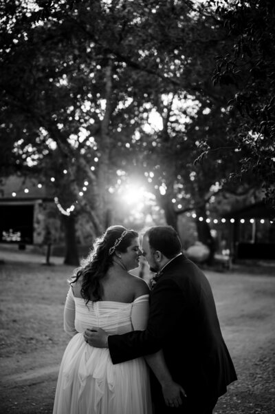 Bride and groom walk up memorial steps at their DC wedding
