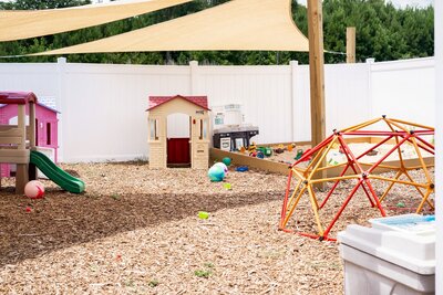The outside play area of the Nest, a preschool in Surf City, NC