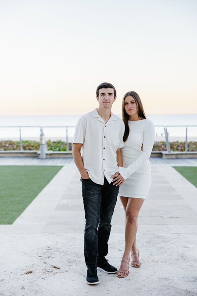 Engaged couple at Vizcaya Museum & Gardens in Miami, Florida, captured by Claudia Amalia, a wedding and lifestyle photographer based in Miami and Florida Keys, South Florida. Destination weddings available. Portfolio highlight.