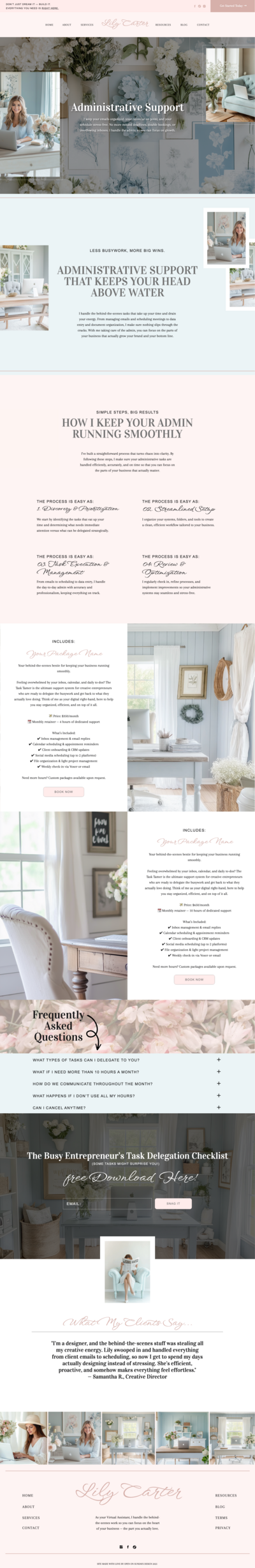 long screenshot of a website that the designer made