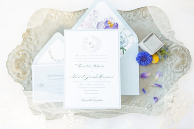 spring blue wedding invitation suite by Fine Paperwork in Birmingham Alabama