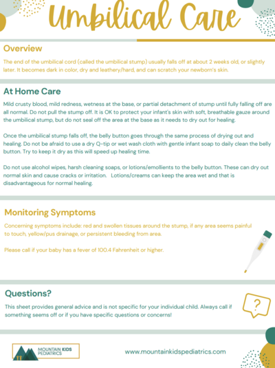 Picture of Printable umbilical care Handout PDF
