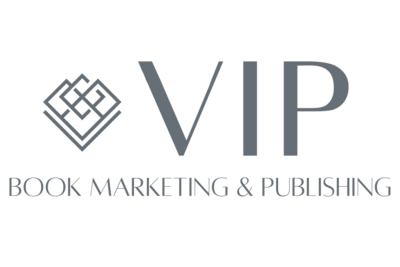 VIP Book Marketing Logo words with a diamond icon