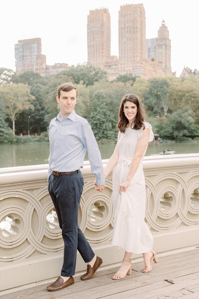 Engagement Session in Central Park at the Bow Bridge