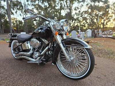 Harley Davidson motorcycle hearse for funerals in Perth, offering a respectful and memorable farewell.
