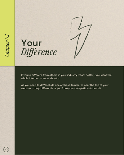 Dirty Copy Bible website copywriting example template page from course