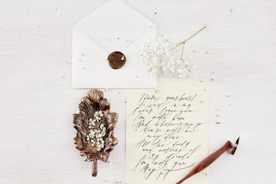 Hand written note from a husband to his fiancee at the wedding day