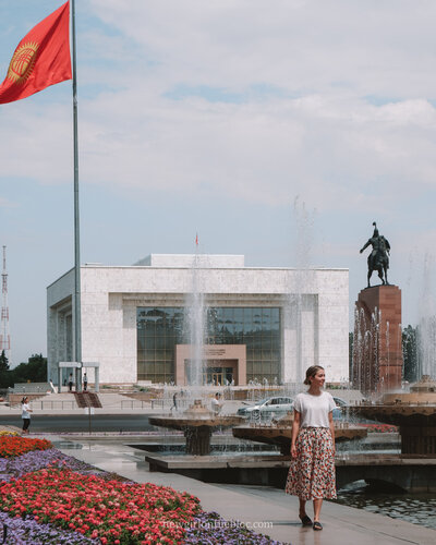 Melissa in Ala-Too Square, Bishkek, Kyrgyzstan - New Girl on the Bloc