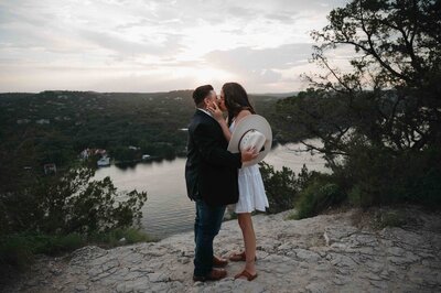 Austin Elopement Photographer documents two brides who eloped at Mount Bonnell during golden hour in Austin, Texas